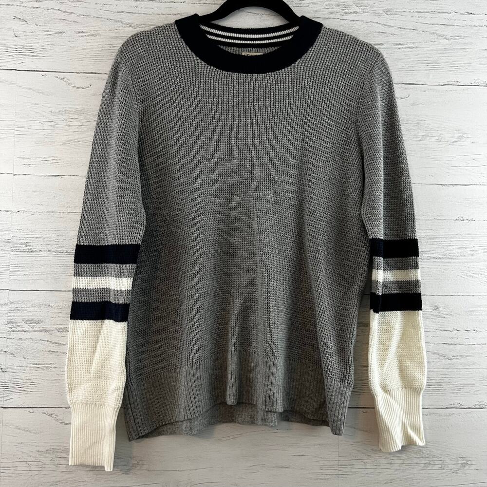 Faherty Gray Cashmere Blend Threowback Crew Neck Top Size M